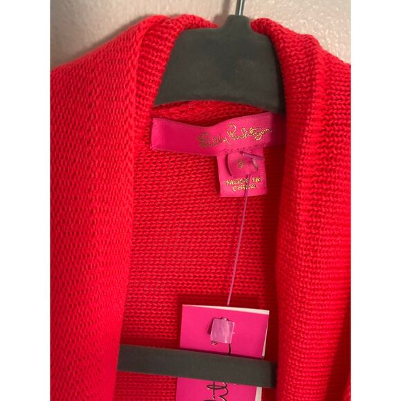 LILLY PULITZER Tatum Cardigan SPICY CORAL Fringe NWT size small - Picture 5 of 8